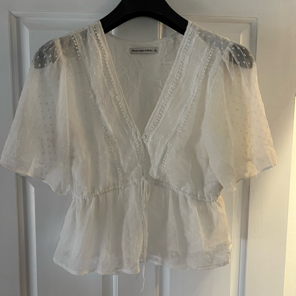 Abercrombie & Fitch White Sheer Blouse